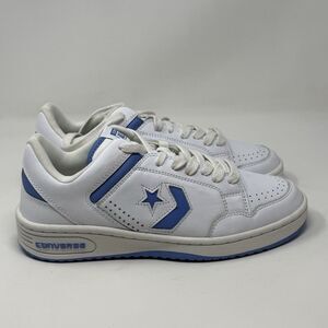 Converse Weapon Low Basketball Shoes Mens 9 White Sky Blue Leather Sneakers
